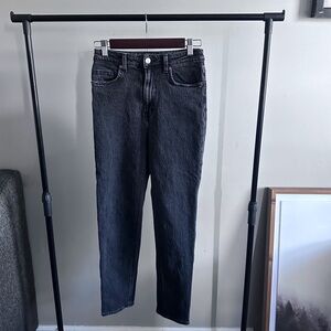 H&M High Rise Straight Leg Black Jeans SZ 4 Black Vintage Wash Denim